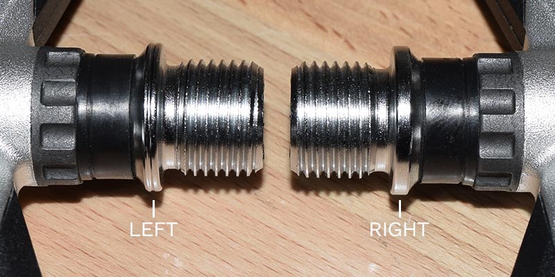 The difference between left and right pedals